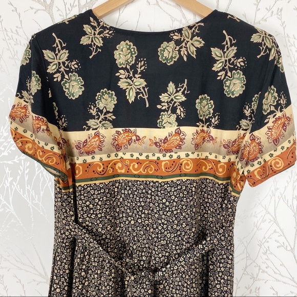 VINTAGE MOLLY MALLOY Cottage Mixed Print Maxi Dress 8 - Picture 5 of 9